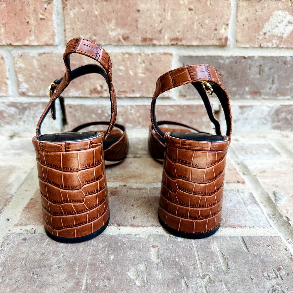 Deltan Brown Block Heel Open Toe Sandals Size 7.5 - Picture 4 of 6